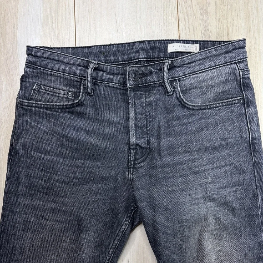 All Saints Jeans Mens 32x30 Faded Black Cigarette Skinny Stretch Denim Pants